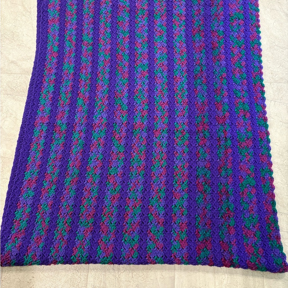 Afghan / couch throw Colorful Knit Blanket, 70’ x 30’